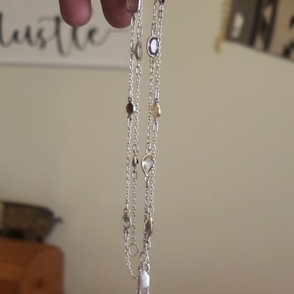 Amethyst Citrine and Garnet Silver Necklace - Picture 3 of 3